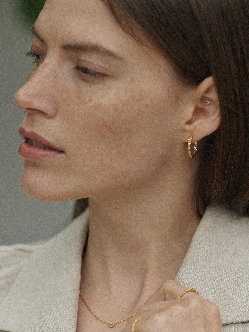 Sprout Piercing (S) (cognac diamond)