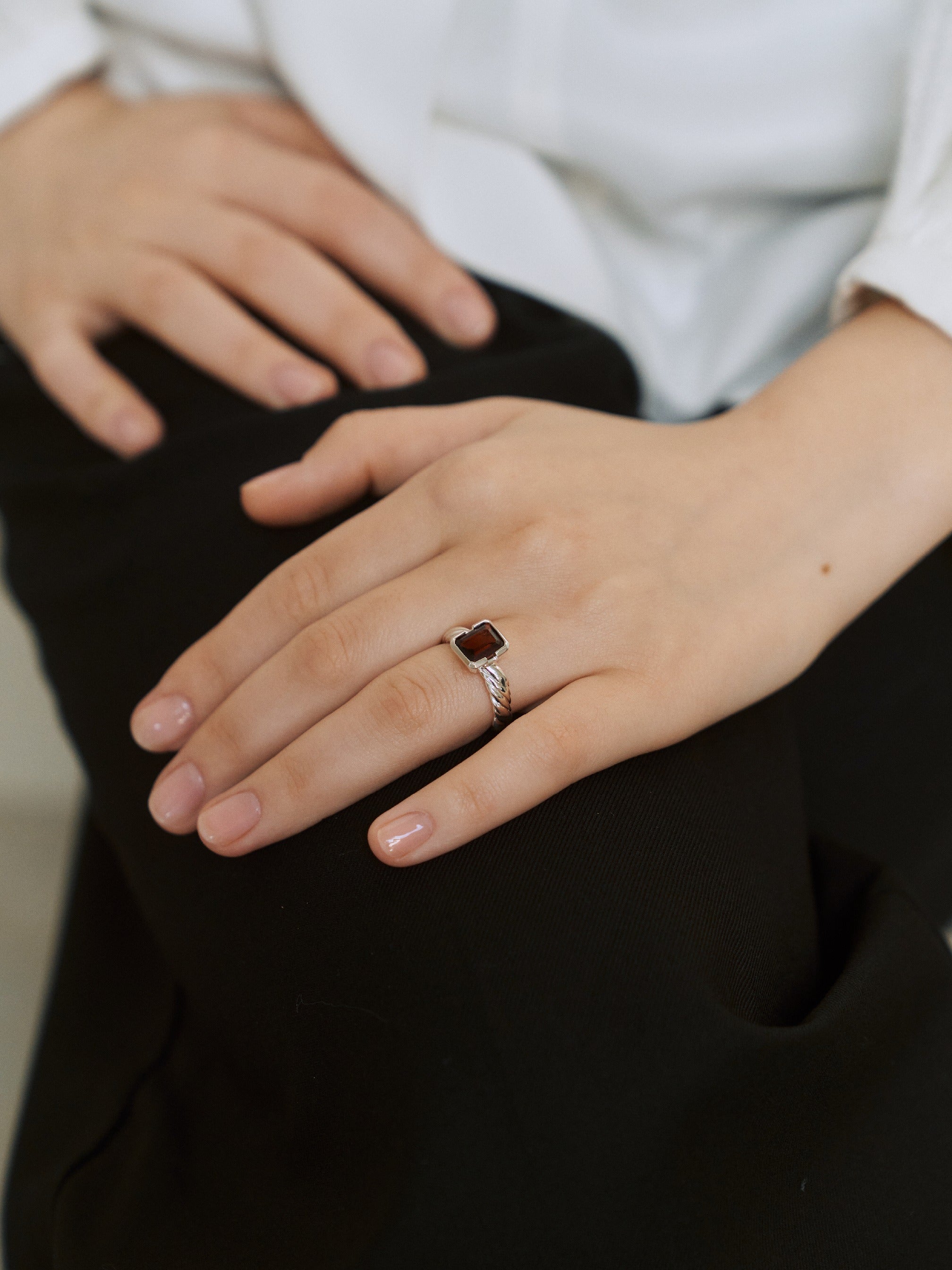 New Wave Stone Ring - Garnet