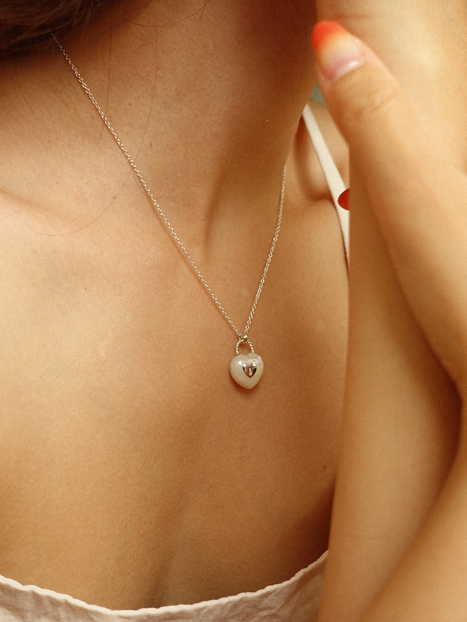 Heart Lock Necklace (mother of pearl)