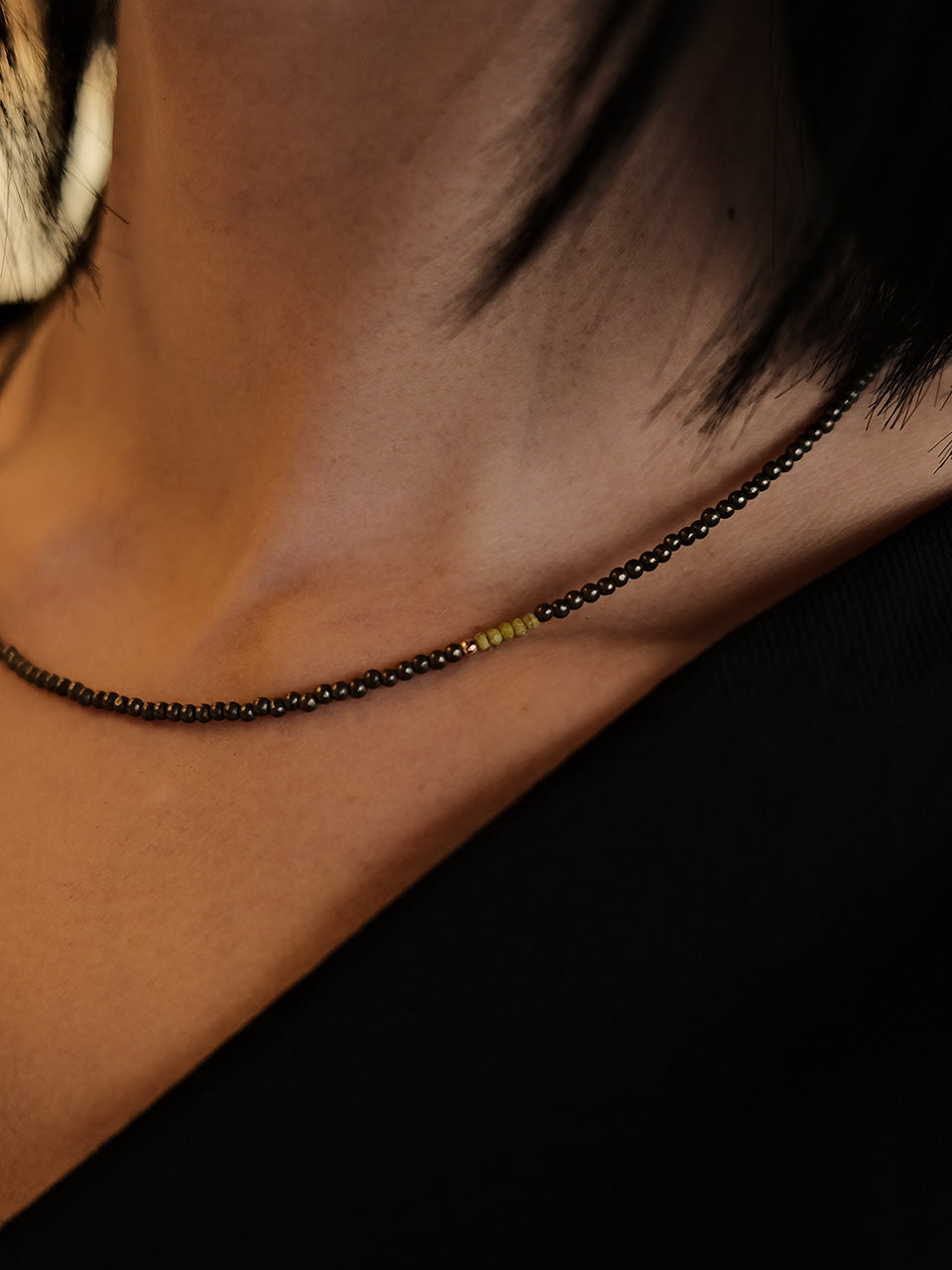 (14k) Margo Necklace (green opal)