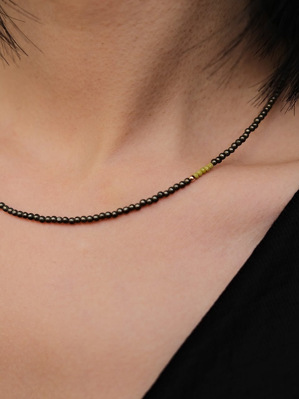 (14k) Margo Necklace (green opal)