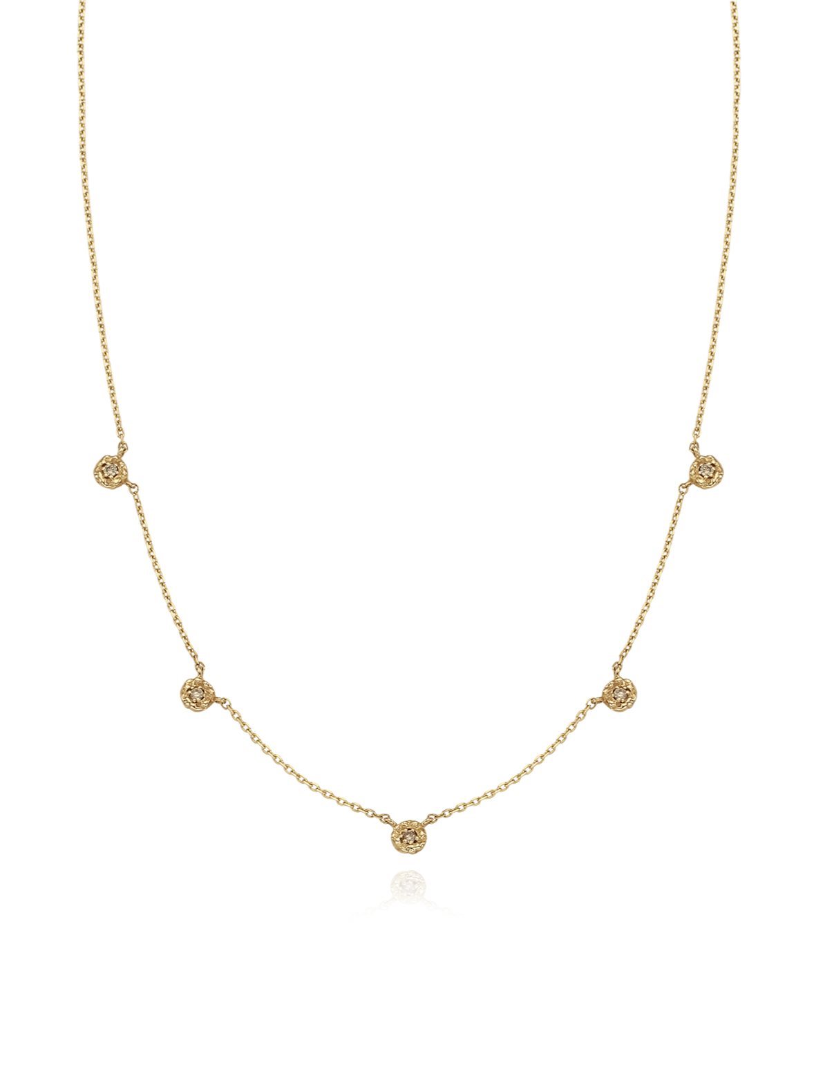 (14k) Sprout Necklace (S) (5 cognac diamonds)