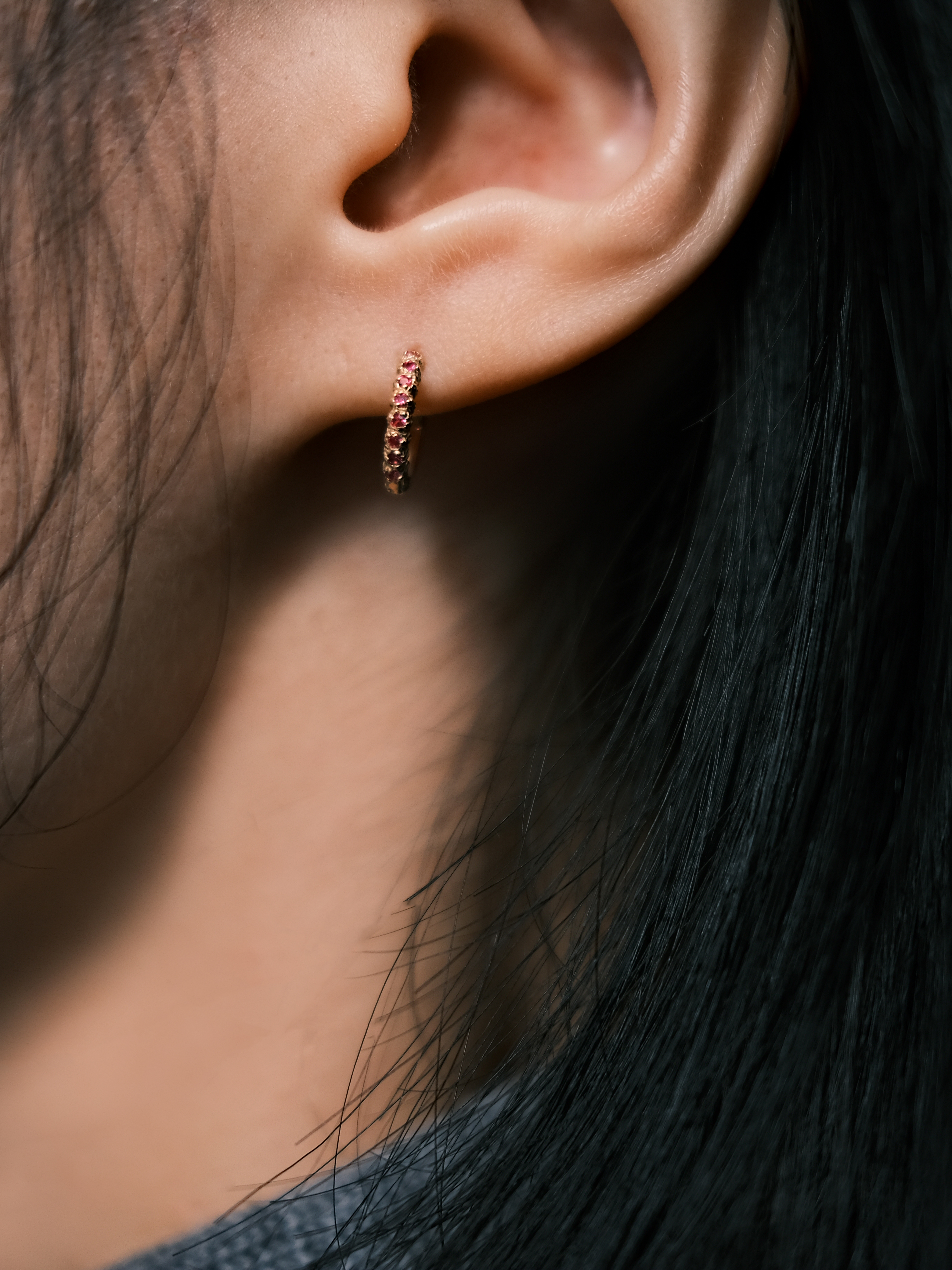 (14k) Quite Spark Earrings (ruby)