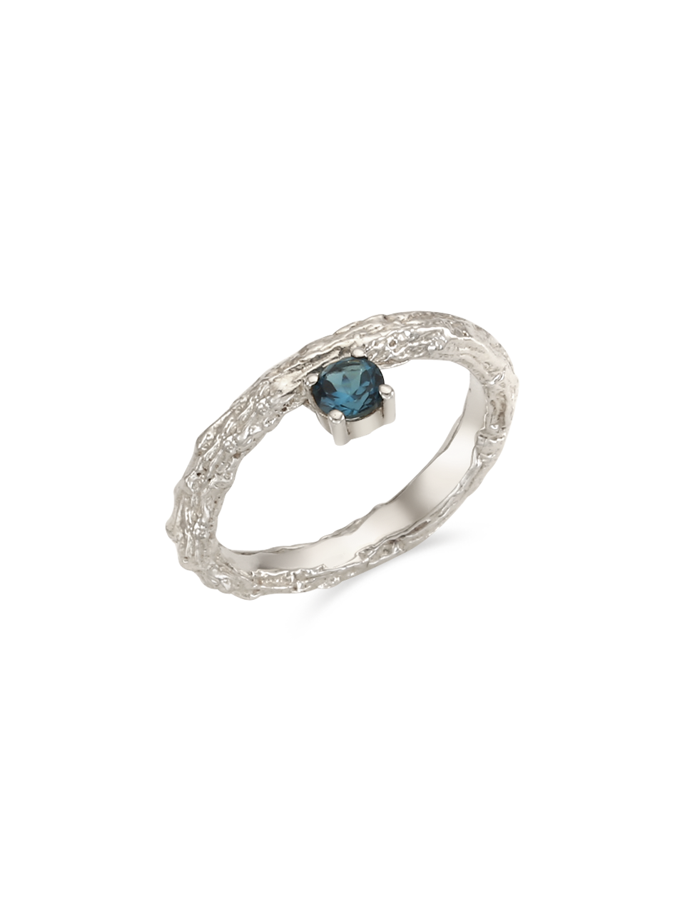 Twig Ring - london blue topaz (round)