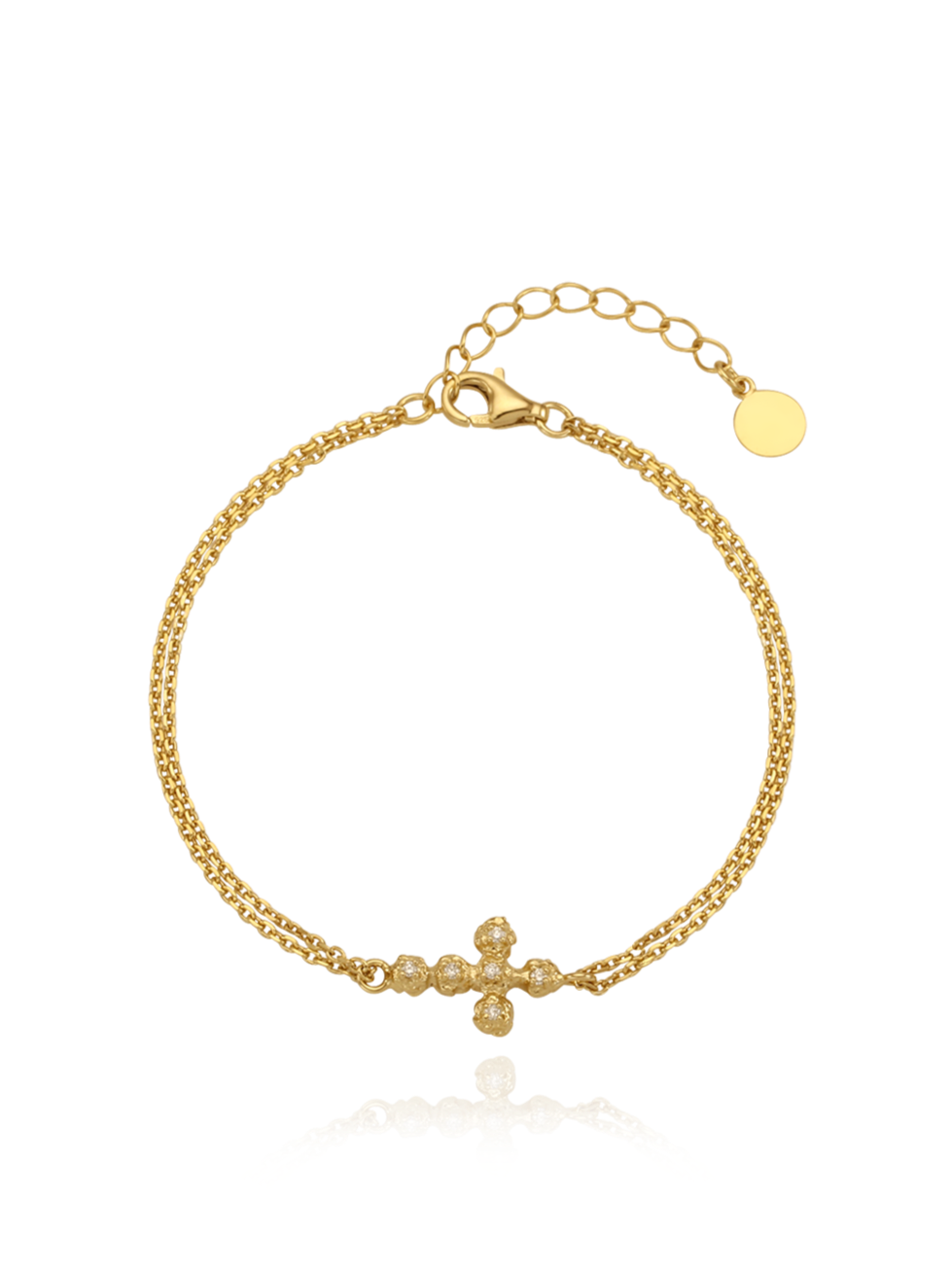 (14k) Sprout Cross Bracelet (cognac diamond)