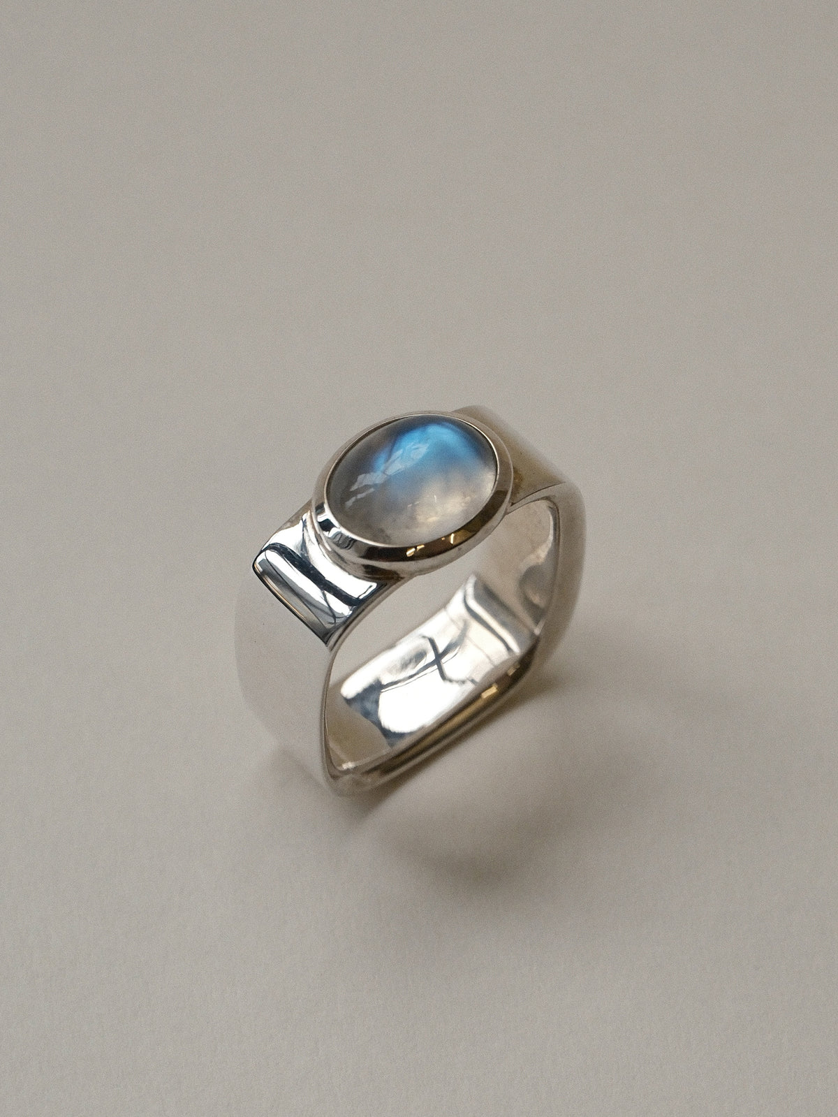Valentine Square Ring (Rainbow Moonstone)