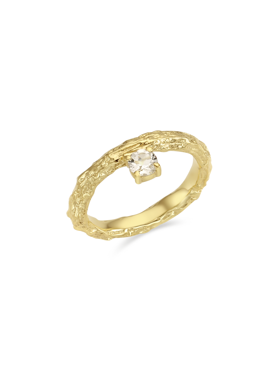 Twig Ring - white topaz (round)