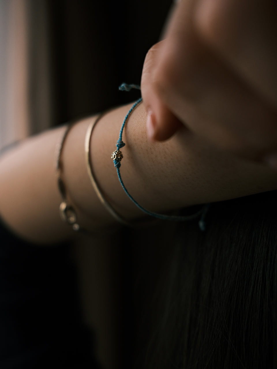 (14k) Sparkling Ball String Bracelet