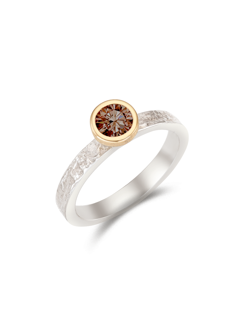 (14k) Twig Fermata Ring (smoky quartz)