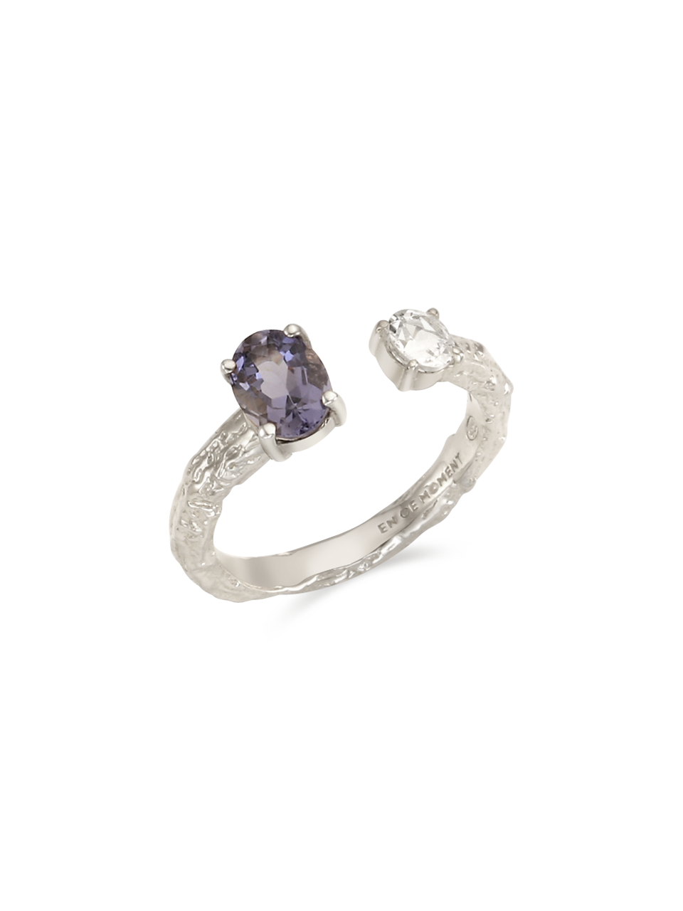 Twig Open Ring - iolite, white topaz