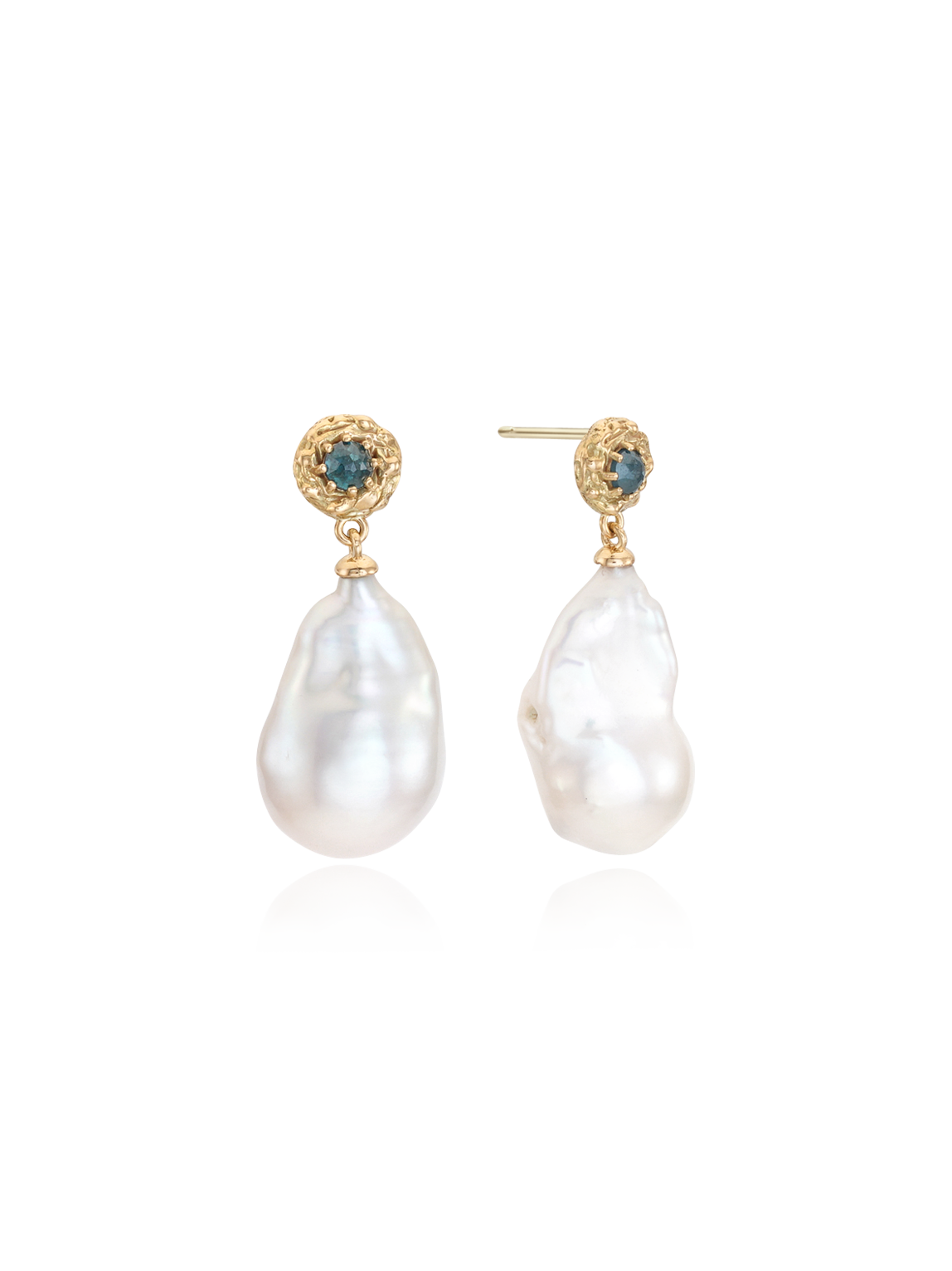 (14k) Sprout Pearl Drop Earrings