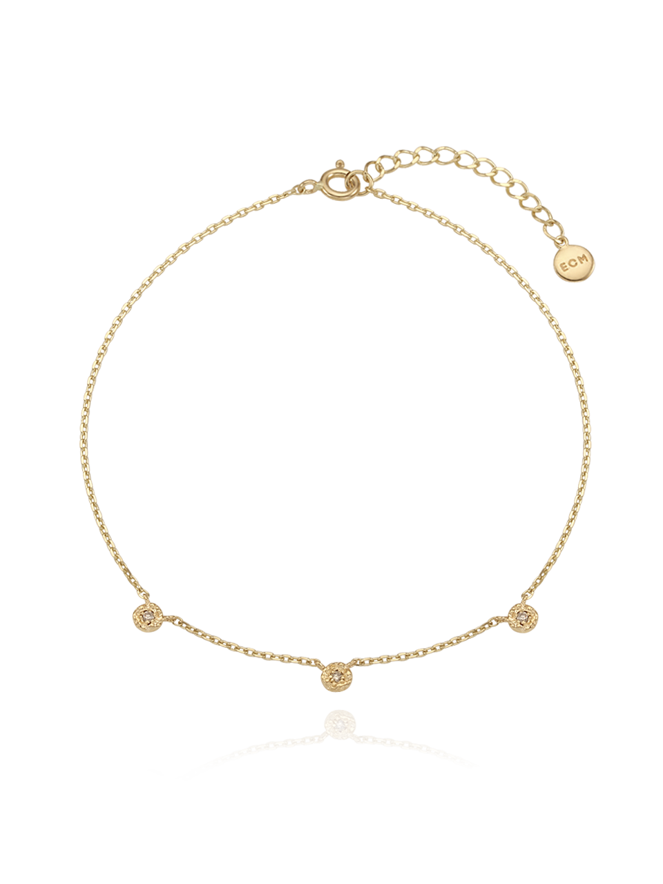(14k) Sprout Anklet (S) (3 cognac diamond)
