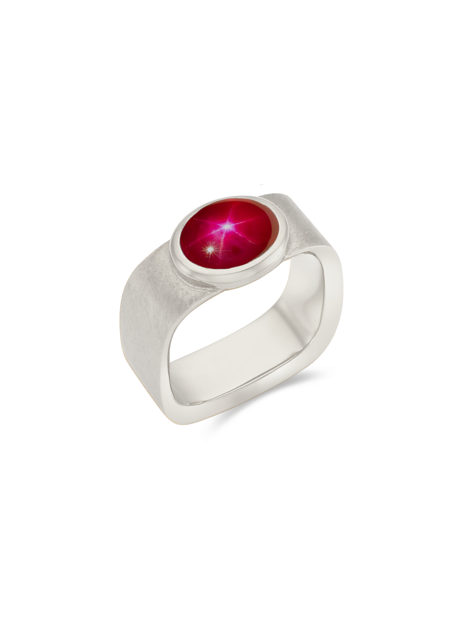 Valentine Square Ring (synthetic star ruby)