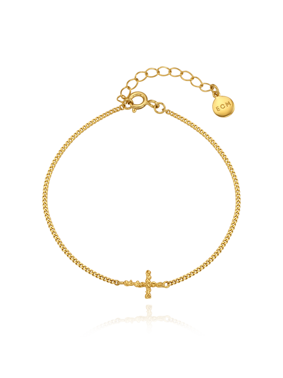 (14k) Twig Petit Cross Bracelet