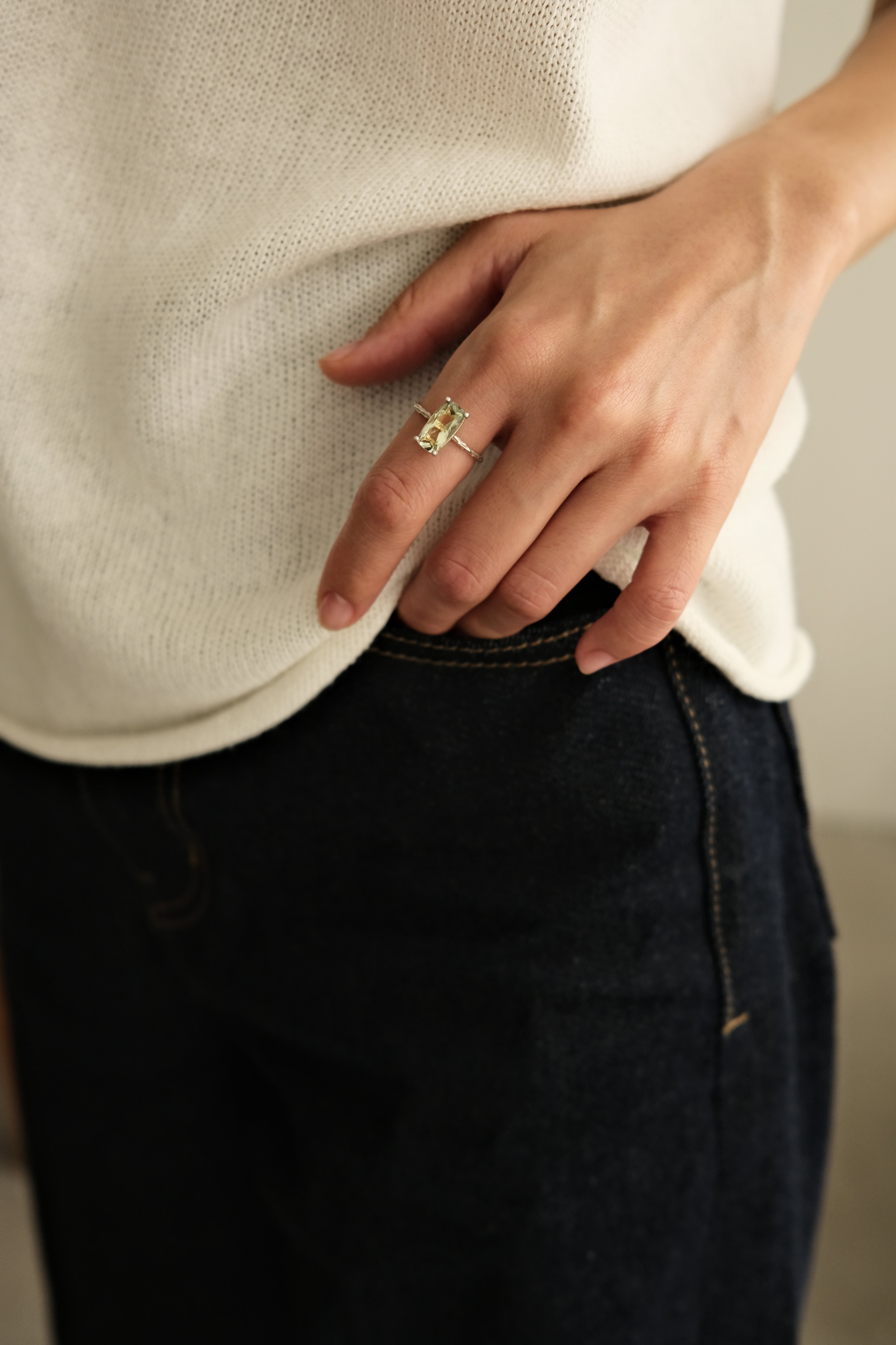 Cotton Candy Ring (green quartz)