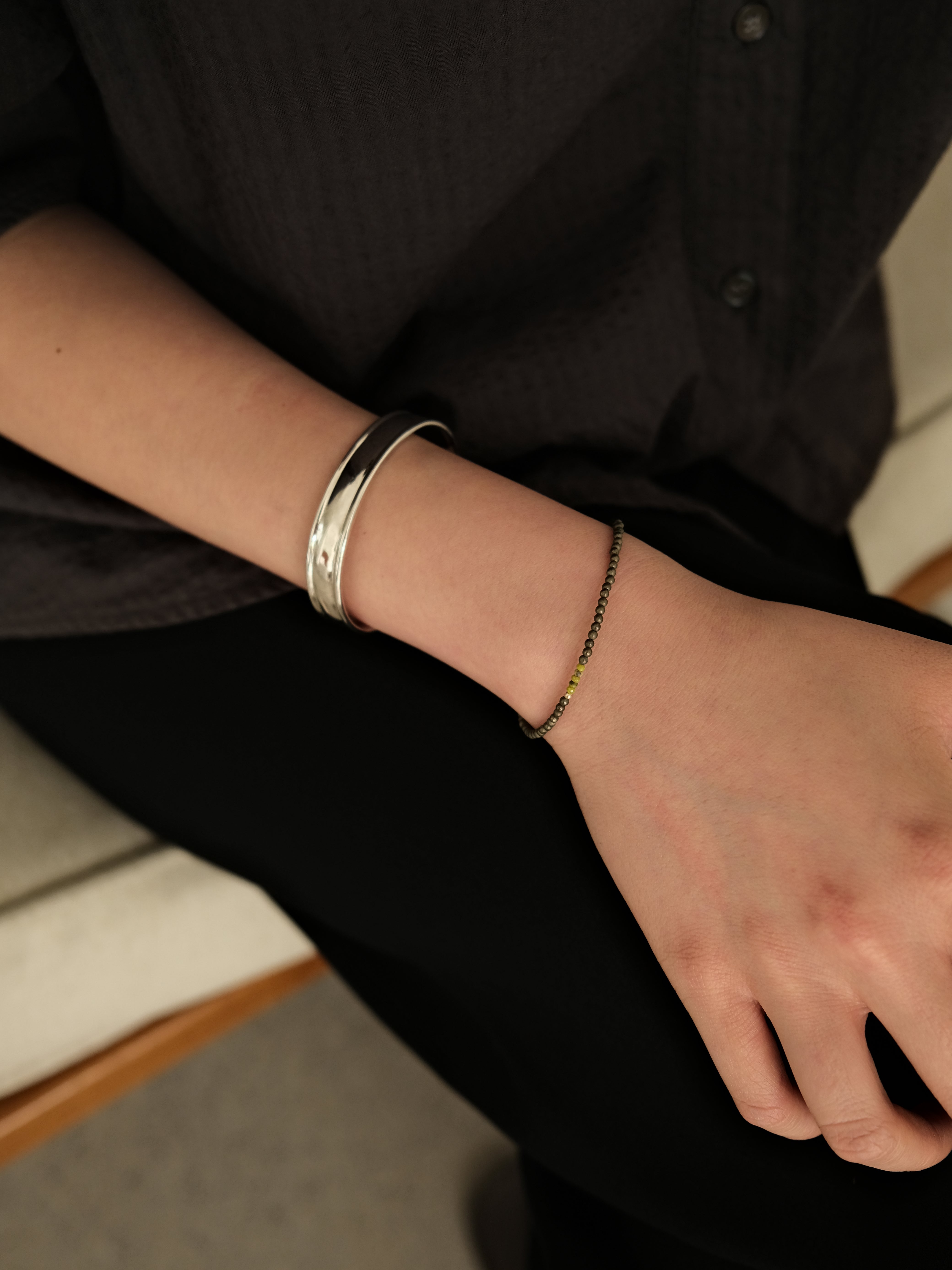 (14k) Margo Bracelet (green opal)