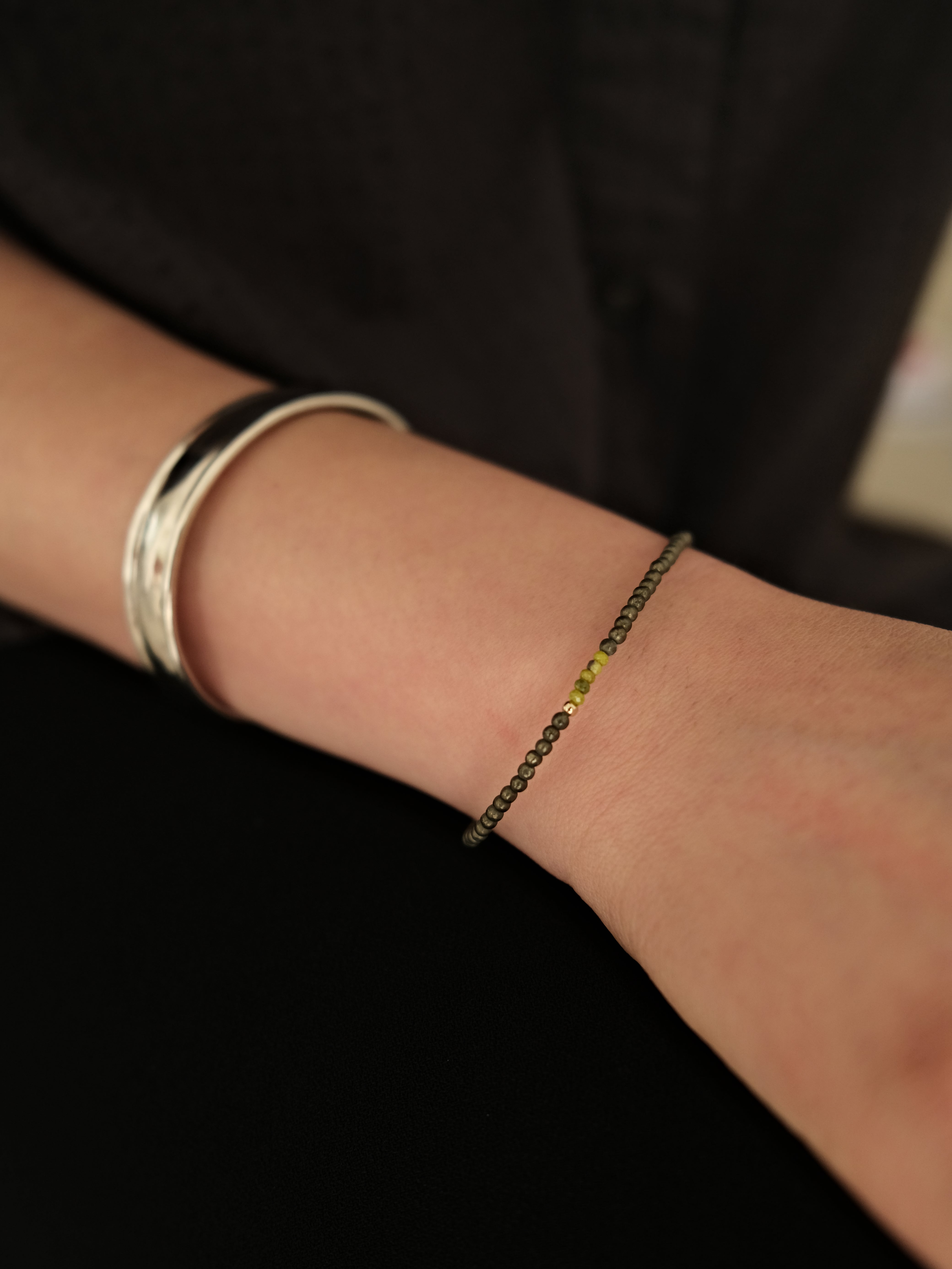 (14k) Margo Bracelet (green opal)