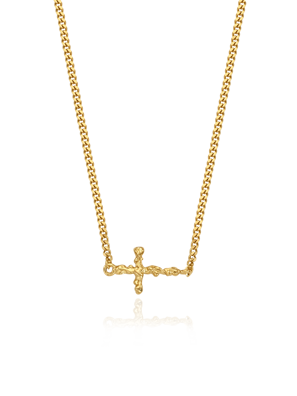 (14k) Twig Petit Cross Necklace