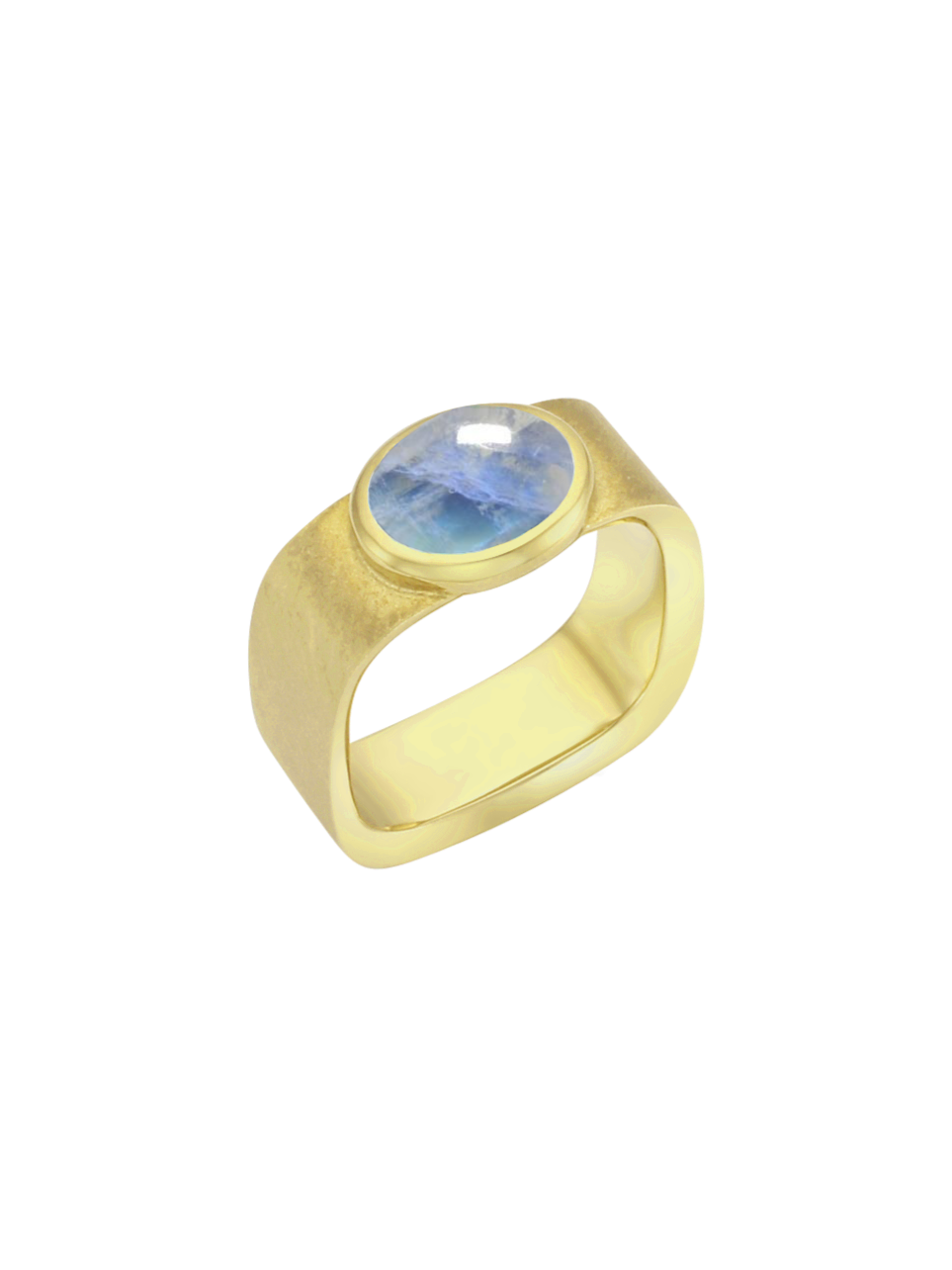 Valentine Square Ring (Rainbow Moonstone)