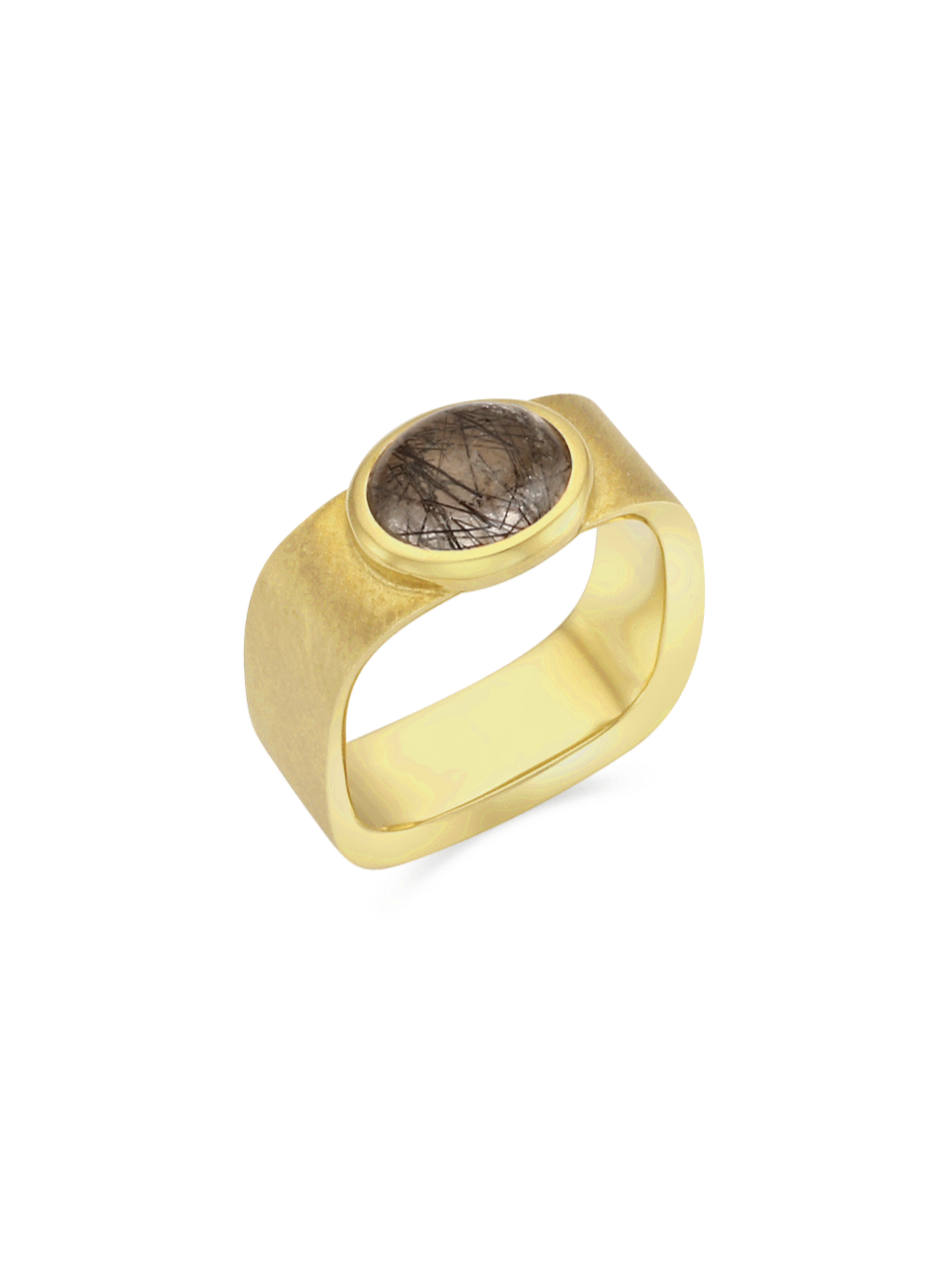 Valentine Square Ring (black rutile quartz)
