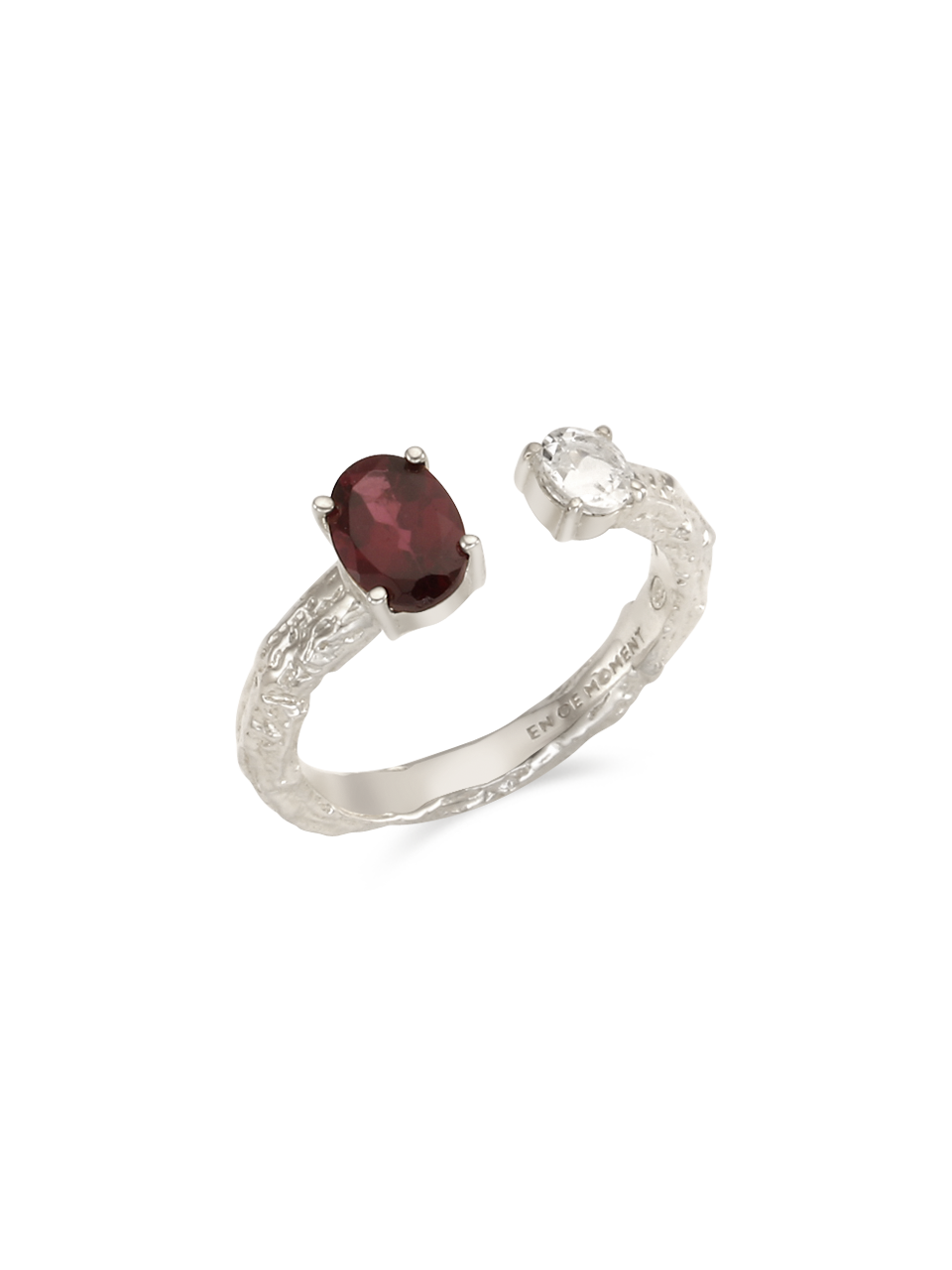 Twig Open Ring - rhodolite garnet, white topaz