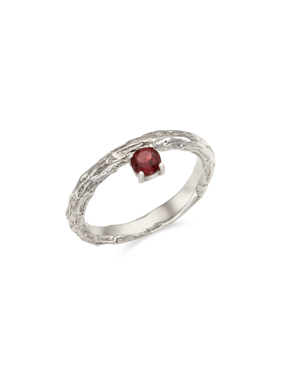 Twig Ring - rhodolite garnet (round)