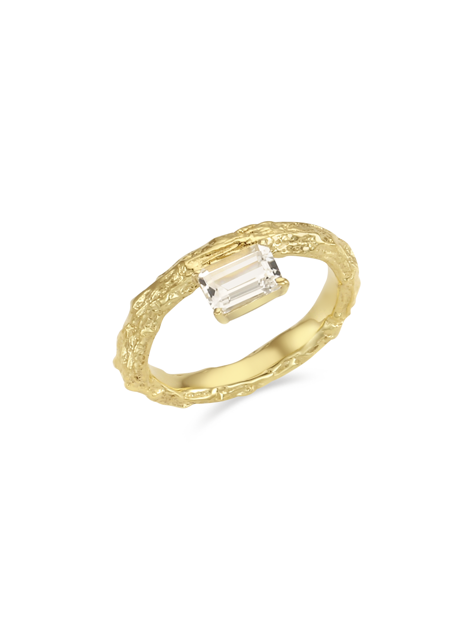 Twig Ring - white topaz (square)