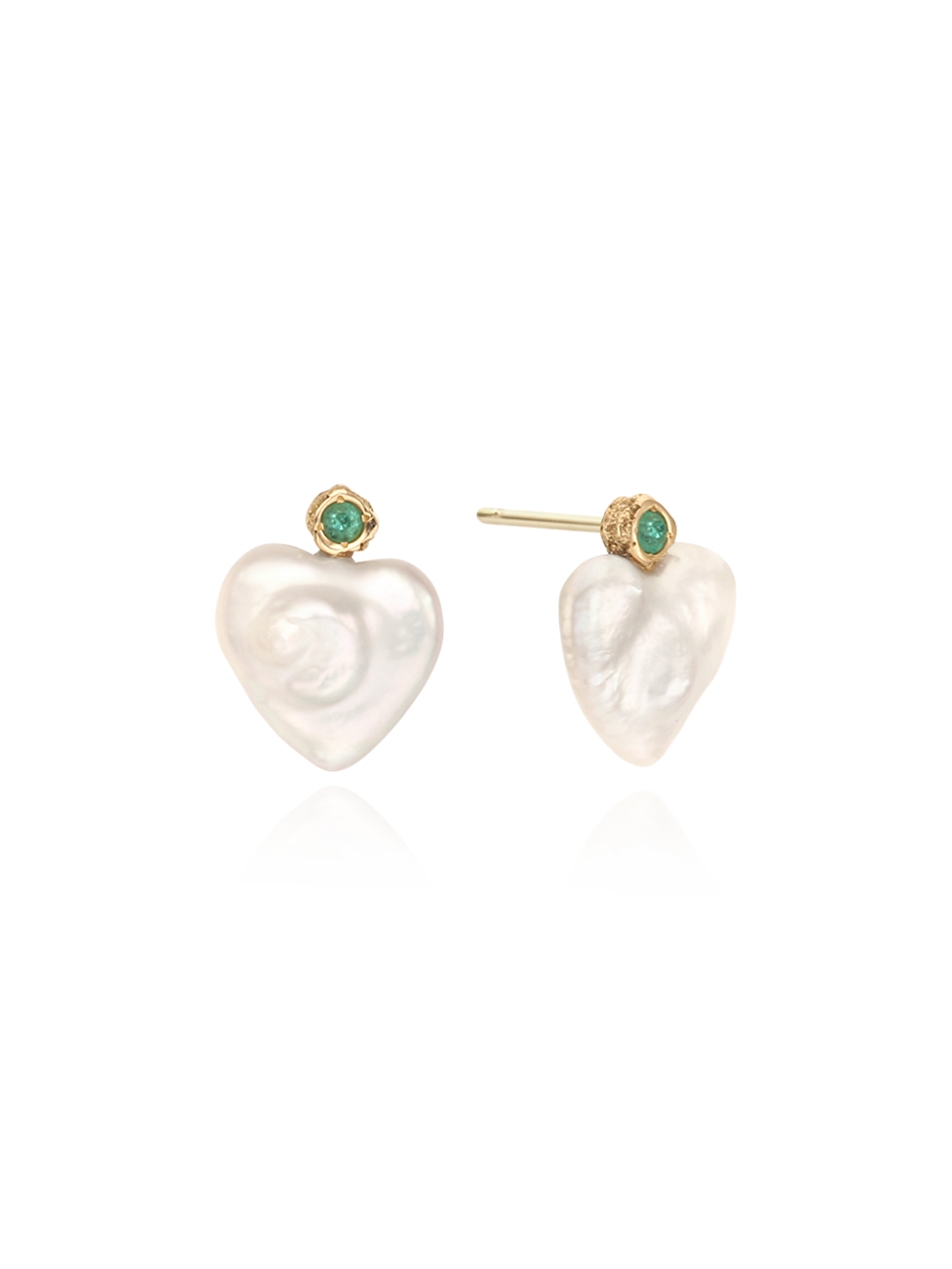 (14k) Heart Pearl Earrings
