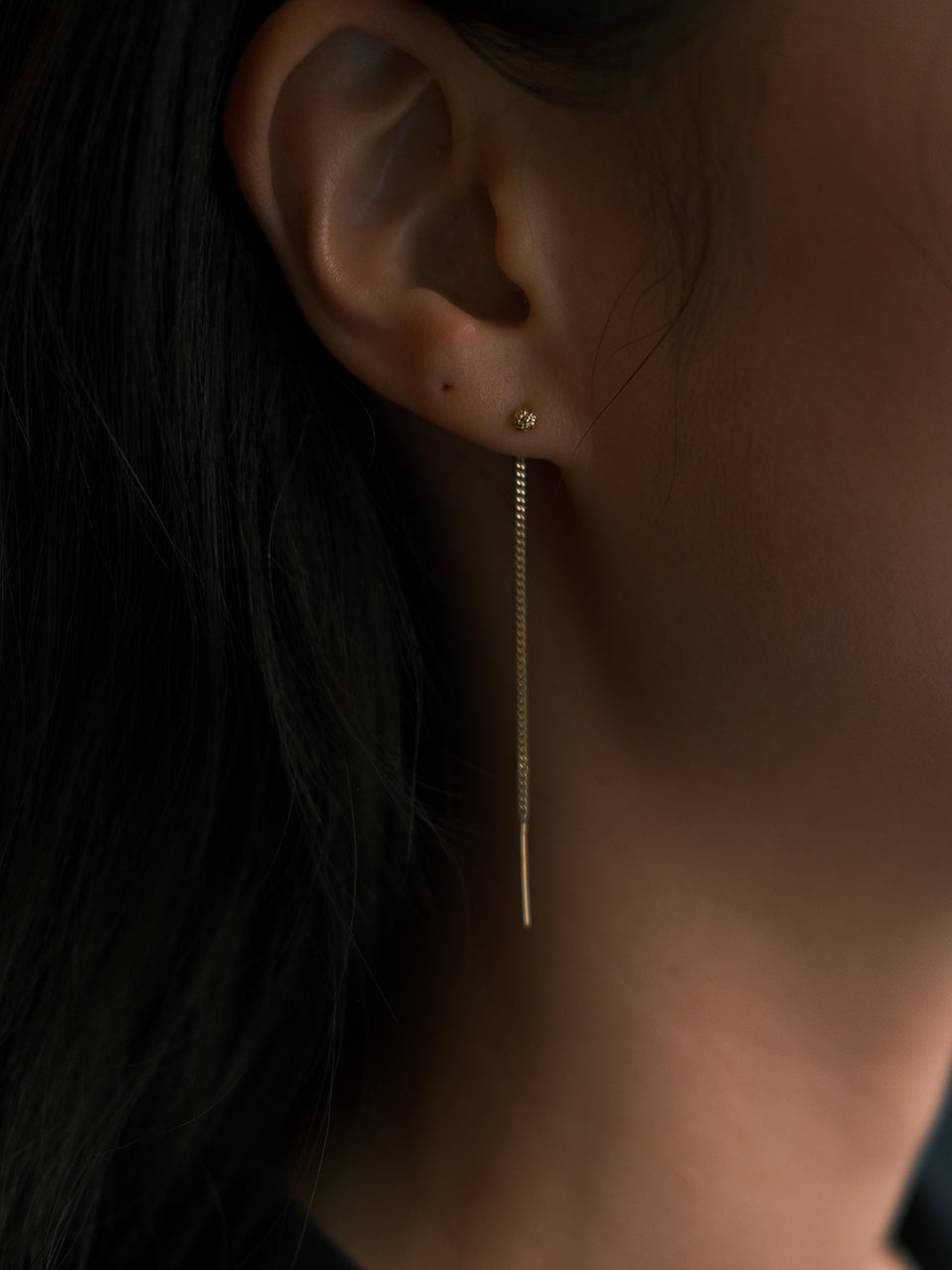 (14k) Sparkling Ball Chain Earring (short)