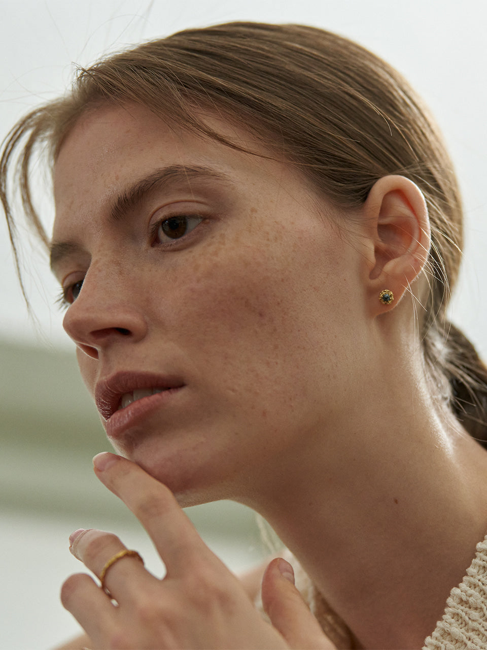 (14k) Sprout Studs (M) (rough diamond)