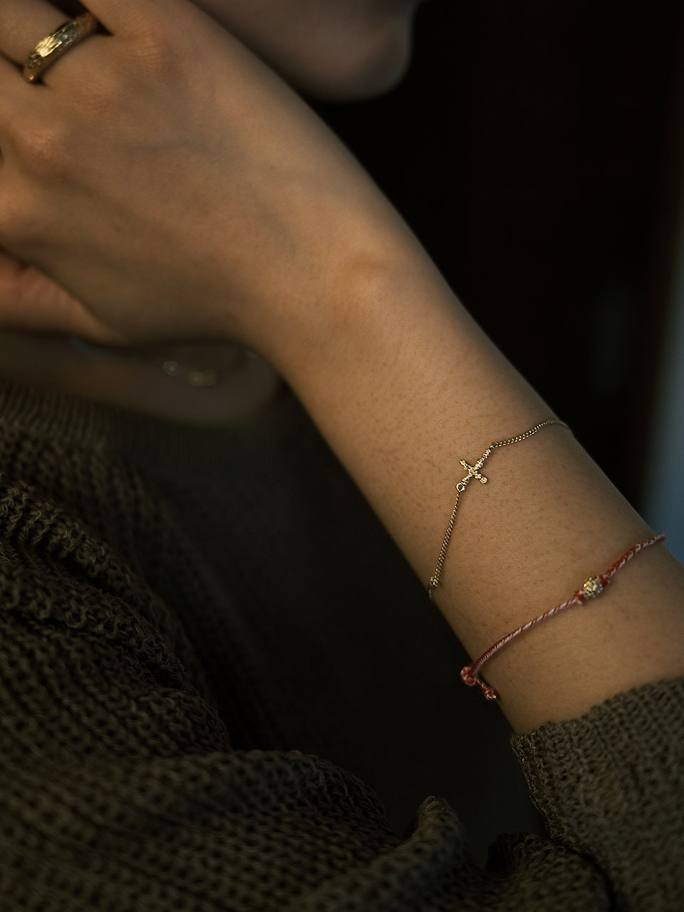 (14k) Sparkling Ball String Bracelet