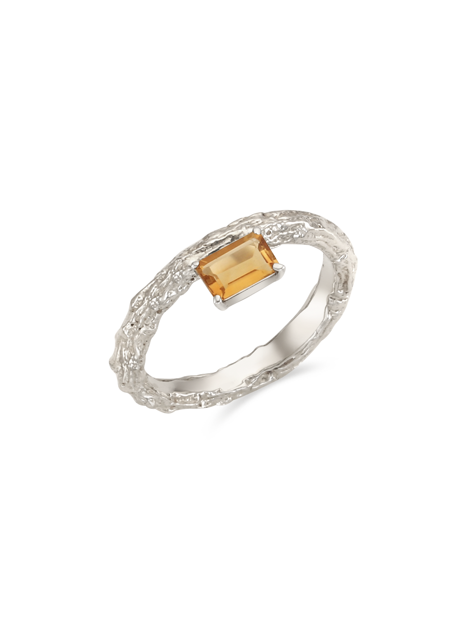 Twig Ring - citrine (square)