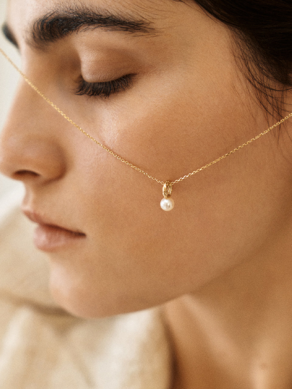 (14k) Twig Pearl Necklace