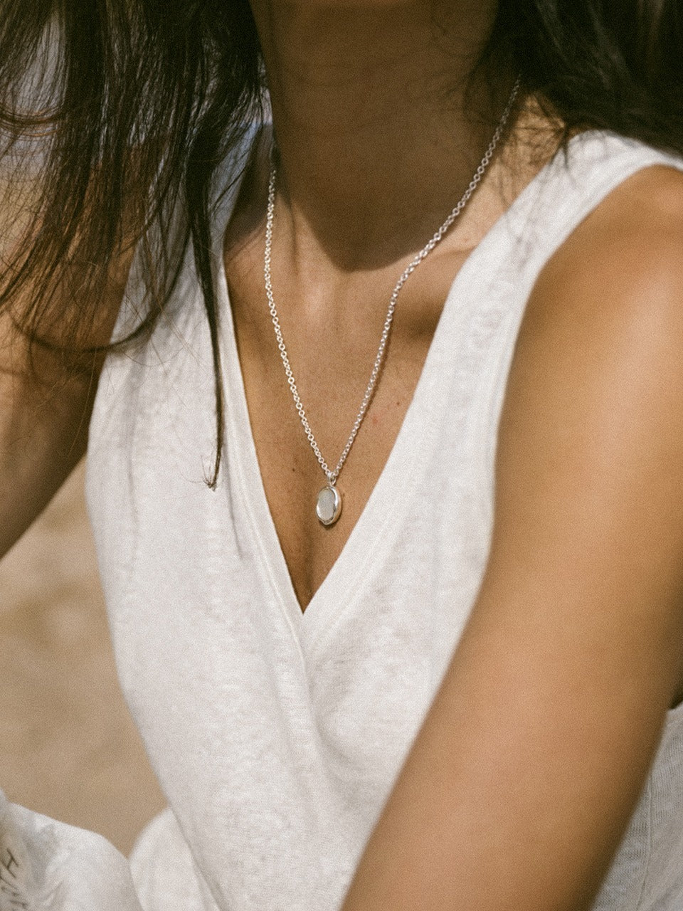 Natural Linen V-neck Tank