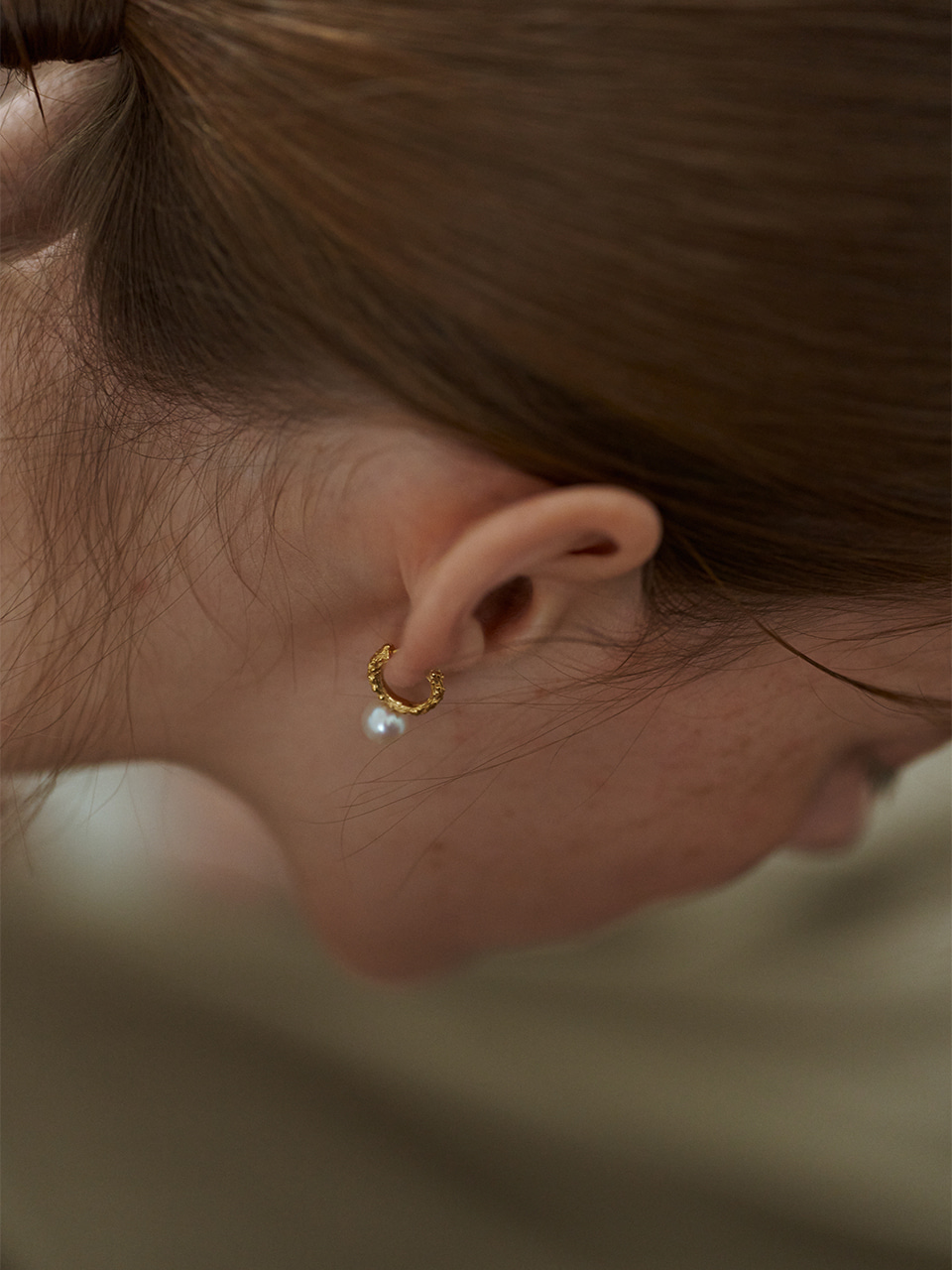 (14k) Twig Slim - Pearl Earrings (M)