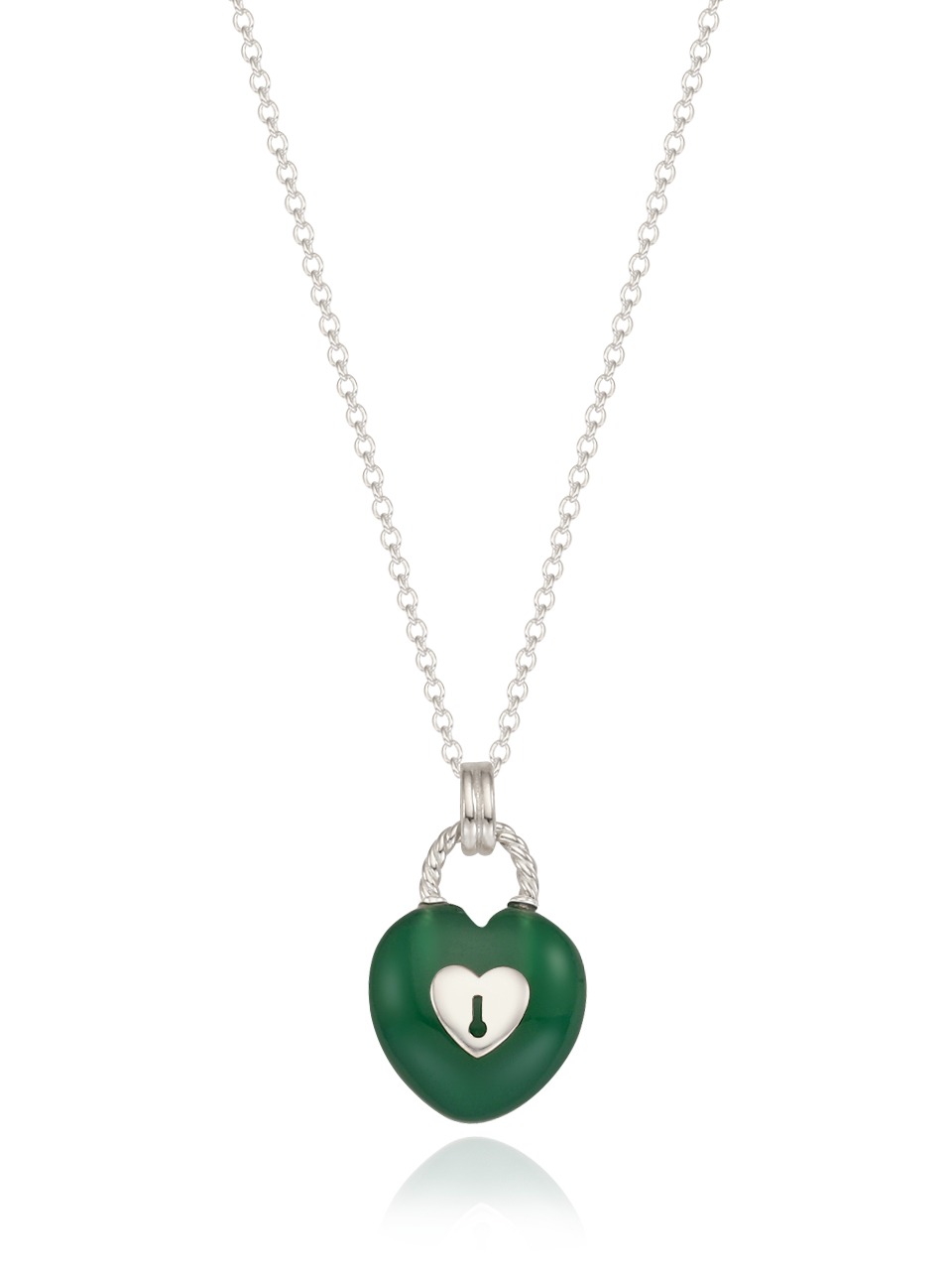 Heart Lock Necklace (Green Chalcedony)