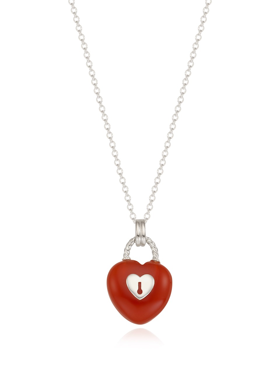 Heart Lock Necklace (red agate)