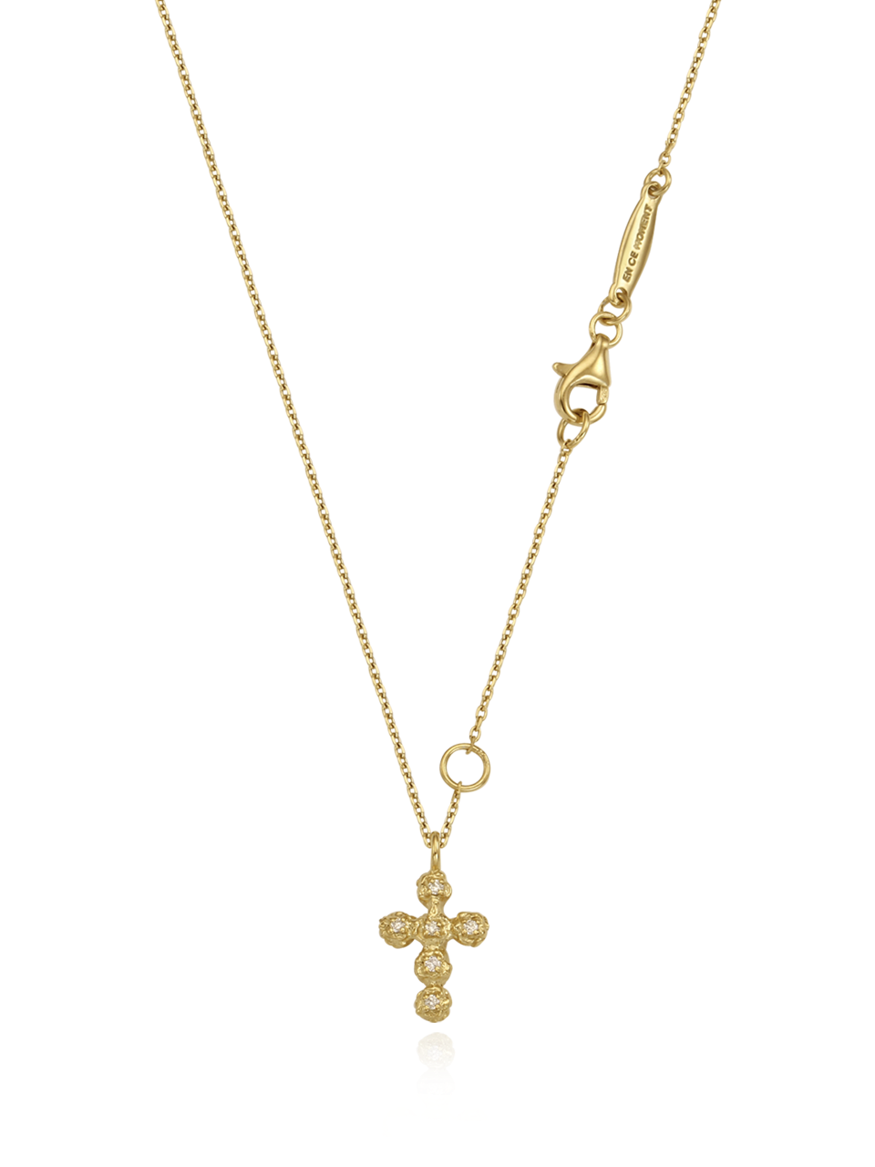 (14k) Sprout Cross Necklace (cognac diamond)