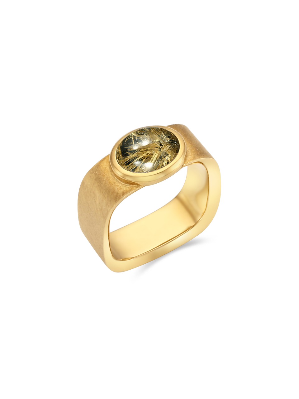 Valentine Square Ring (gold rutile quartz)