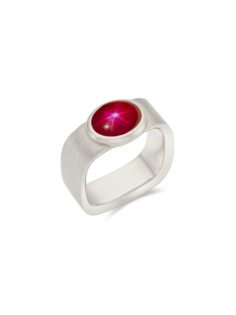 Valentine Square Ring (synthetic star ruby)