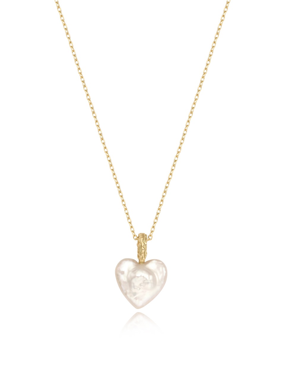 (14k) Heart Pearl Necklace