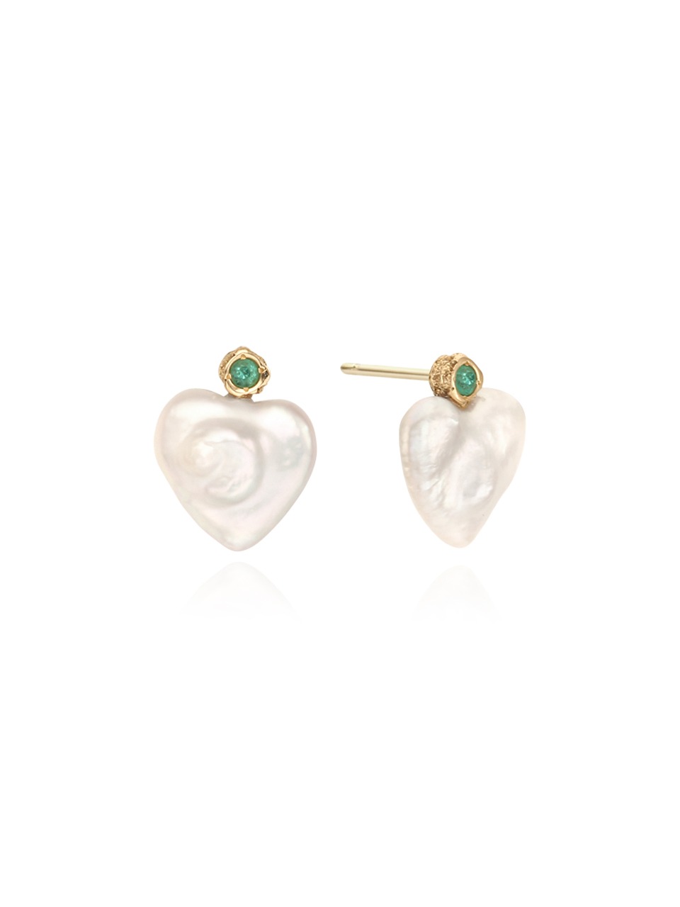(14k) Heart Pearl Earrings
